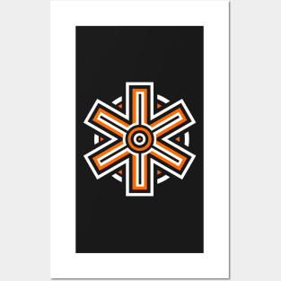 Orange Abstract Snowflake Posters and Art